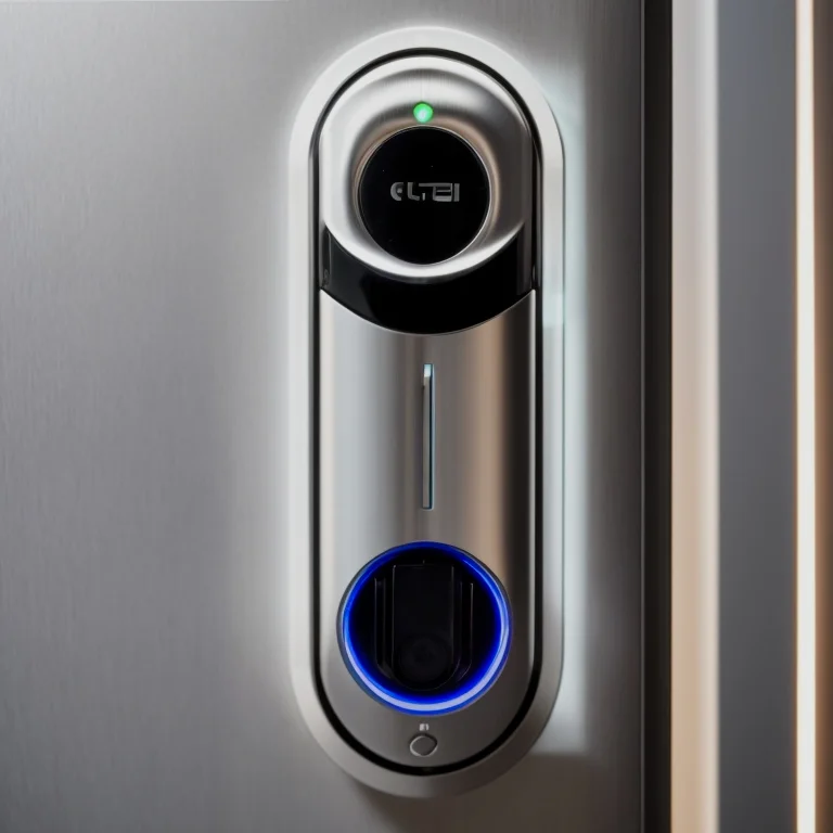 AI Smart Türschloss an einer Haustür angebracht